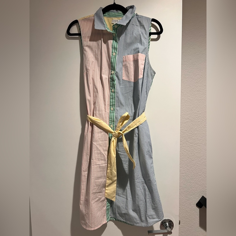 J. Crew Pastel Striped Belted Midi Dress - Picture 6 of 7